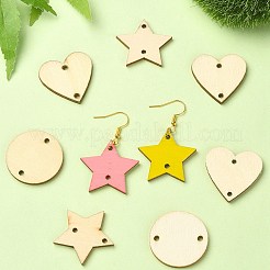 30 Stück 3 Stile Verbindungsanhänger aus ungefärbtem&nbsp;WOOD-YW0001-12