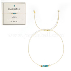 Bracelets tressés en perles d'aigue-marine naturelle pour femmes&nbsp;LS-LU0568-3