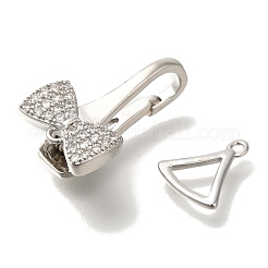 Micro pavé di ottone trasparente cubic zirconia piegato su fermagli&nbsp;KK-K389-128P