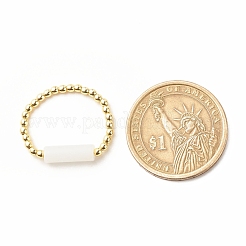 Anello da dito con perline a colonna di giada bianca naturale con ematite sintetica&nbsp;RJEW-JR00460-02