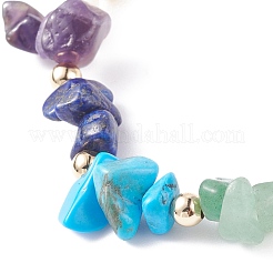 Chip di pietre preziose e braccialetto elasticizzato di perle naturali&nbsp;BJEW-JB07651