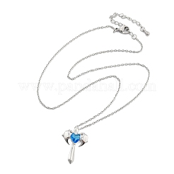 Colliers avec pendentif en forme de croix en laiton et zircone cubique pour femmes&nbsp;NJEW-C067-07P-02