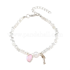 Armbänder mit Herz-Schleifen-Anhänger in Pink aus Acryllegierung für Damen&nbsp;AL-CBA3C8B-09S