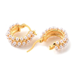 Aretes de aro con perlas de plástico&nbsp;EJEW-C060-02G