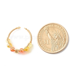 Anello polsino con perline di vetro sfaccettato placcato per ragazze adolescenti&nbsp;X1-RJEW-TA00013-02