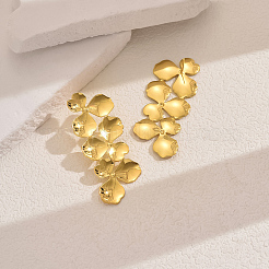 Boucles d'oreilles à tige en forme de feuille en laiton vintage&nbsp;QA7919
