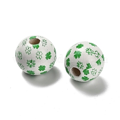 St. Patrick's Day Serie bedruckte Schima Holzperlen aus Europa&nbsp;WOOD-V002-01G