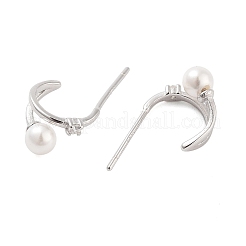 925 aretes tipo botón de plata de ley con micro pavé de circonita cúbica transparente para mujer&nbsp;EJEW-F342-03P