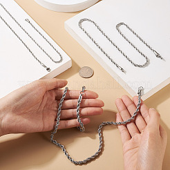 Ensemble de colliers et chaînes torsadées en acier inoxydable 304&nbsp;STAS-TA0004-82