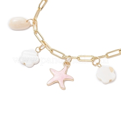 Perline di conchiglie d'acqua dolce naturali e braccialetti con ciondoli in lega smaltata&nbsp;BJEW-JB12214-01