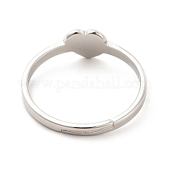 Bague ajustable en acier inoxydable 201 anti-ternissement en forme de cœur pour femme&nbsp;RJEW-F131-06P