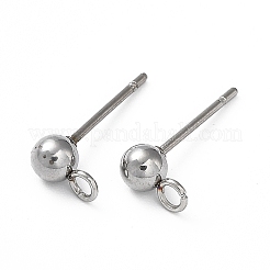 Anlaufgeschützte Ohrstecker-Beschläge aus Edelstahl 304 mit Kugelkopf&nbsp;STAS-Z035-02P-F