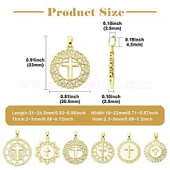 6pcs 6 styles pendentifs en laiton micro pavé de zircone cubique&nbsp;KK-CJ0004-11