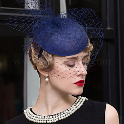Runder Fascinator-Hutsockel aus Hanfimitat für Modewaren&nbsp;AJEW-WH0472-45C-01