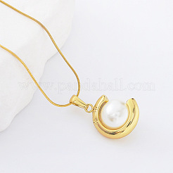 3 collar con colgante redondo de acero inoxidable y perla de concha europea para mujer&nbsp;LA6182