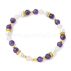 Braccialetti da donna con perline di ametista naturale&nbsp;BJEW-JB13895-02