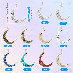 10 Stück Mond-Anhänger aus natürlichen und synthetischen Edelsteinen&nbsp;PALLOY-TAC0147