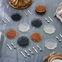 12 piatto di plastica in 3 colori e 36 pezzi di ornamenti in miniatura per stoviglie in resina in 3 stili&nbsp;DIY-TA0015-50