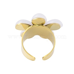 Anillos de dedo de concha natural de flores&nbsp;RJEW-H234-02G