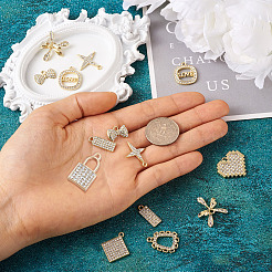 18 stücke 9 stil legierung kristall strass anhänger&nbsp;FIND-SW0001-30