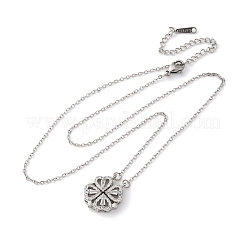 Kleeblatt 304 Edelstahl Strass Anhänger Halsketten für Frauen&nbsp;LS-NJEW-M107-03P