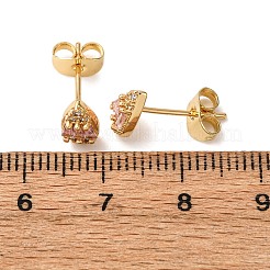 Messing-Ohrstecker in Tropfenform mit Mikropavé und Zirkonia&nbsp;EJEW-K267-40G
