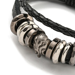 Braccialetti multifilo a triplo strato in pelle sintetica intrecciata e cordini cerati&nbsp;BJEW-P329-10B-AS