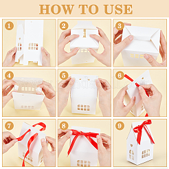 Boîtes à bonbons en papier en forme de maison avec fenêtre&nbsp;CON-WH0095-237B