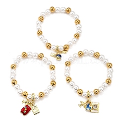 Bracelets extensibles en laiton à thème de voyage&nbsp;BJEW-C098-05