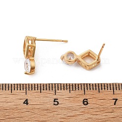 Orecchini a bottone in ottone con micro pavé di zirconi cubici&nbsp;EJEW-G428-20G-02