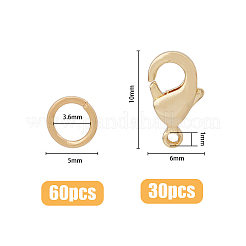 30 Messing-Karabinerverschluss und 60 offene Biegeringe.&nbsp;KK-HY0002-77