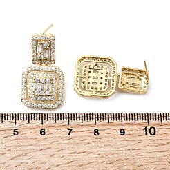 Orecchini pendenti in zircone chiaro con micro pavè di zirconi in ottone&nbsp;EJEW-G450-01G