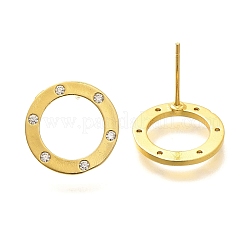 Ring Messing Mikro Pflaster klare Zirkonia Ohrstecker&nbsp;EJEW-C126-04G