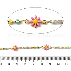 Catene a maglia fiore in ottone smaltato&nbsp;CHS-H112-22G-02