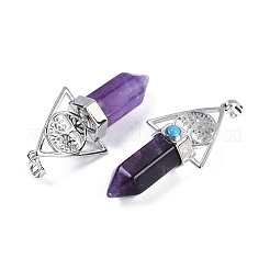 Natürlicher Amethyst facettiert spitzer Kugel große Anhänger&nbsp;G-H076-02P-05