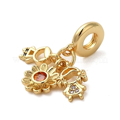 Gestellbeschichtung Messing pflastern bunte Zirkonia europäischen baumeln Charms&nbsp;KK-P279-44G