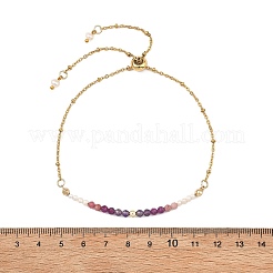 Verstellbare Armbänder mit Satellitenketten aus natürlichen Rubinen&nbsp;BJEW-JB14095-01
