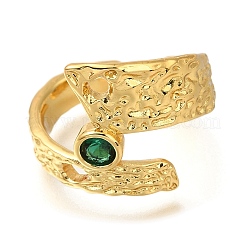 Anillos de puño abiertos de circonita cúbica micro pavé de latón chapado en estante para mujer&nbsp;RJEW-M022-17G