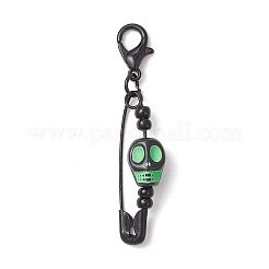 Decorazioni pendenti con spille di sicurezza in acrilico e ferro a forma di teschio di Halloween&nbsp;HJEW-JM03758