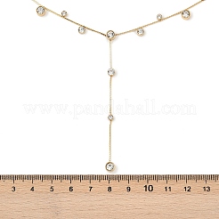 Collana a catena a maglie rotonde piatte con zirconi cubici trasparenti in acciaio inossidabile 304&nbsp;NJEW-Z088-01G