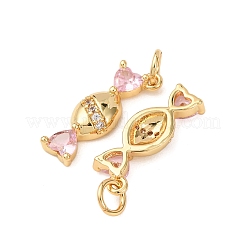Pendentifs avec zircon cubiques à micro-pavés en laiton&nbsp;KK-D019-23G