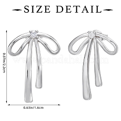 1 Paar Ohrstecker aus Messing mit klaren Zirkonia und Schleife für Damen&nbsp;EJEW-SZ0002-05P