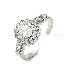 Messing Micro Pave Zirkonia Manschette offene Ringe&nbsp;RJEW-C163-19P
