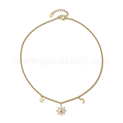 Colliers à pendentif en laiton soleil&nbsp;NJEW-JN04808