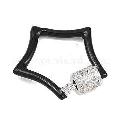 Fermoirs mousquetons à vis en laiton étoilé micro-pavé de zircone cubique transparente&nbsp;KK-B167-01C-P