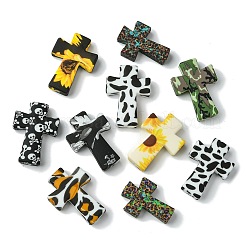 16 pièces 8 styles de perles focales croisées en silicone&nbsp;SIL-CJ0002-47