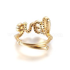 Einstellbare messing micro pave zirkonia fingerringe&nbsp;LS-RJEW-L086-04G