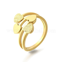 Anillo de acero inoxidable 304 con forma de corazón texturizado para mujer&nbsp;RJEW-L126-04B-G