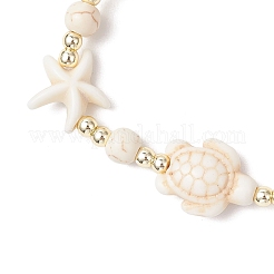 2 bracciale elastico con perline sintetiche turchesi a forma di tartaruga e stella marina per uomo e donna&nbsp;BJEW-JE12047
