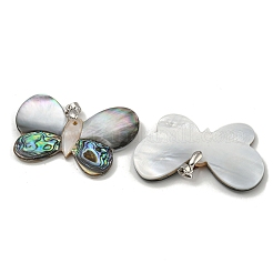 Placage en laiton pavé de coquille de paua naturelle et pendentifs en coquille blanche&nbsp;KK-U025-12P-10